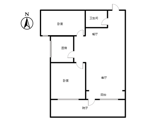 天保青花府2室2厅1卫户型图