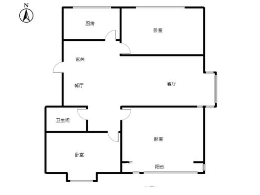 天保青花府3室2厅1卫户型图