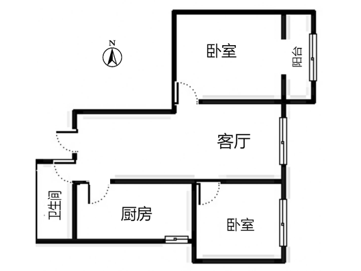 公园壹号2室1厅1卫户型图