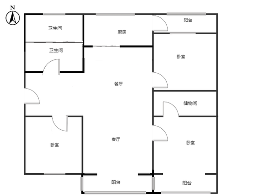 天桥小区3室2厅1卫户型图