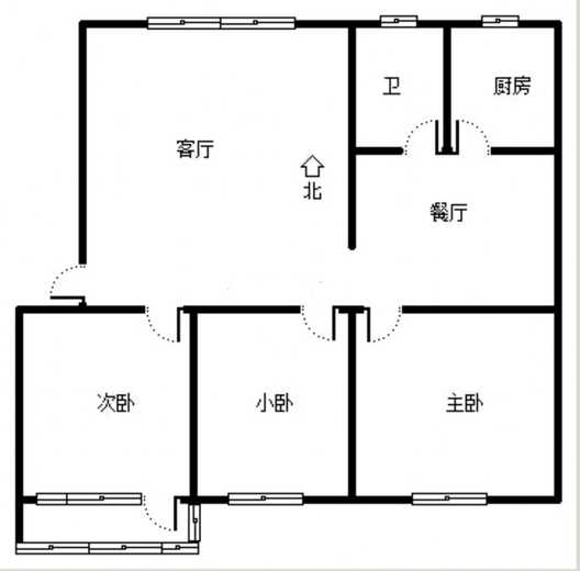 邱庄居民小区3室2厅1卫户型图