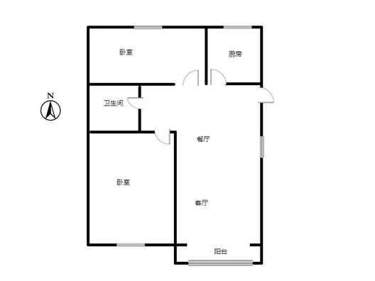 京都颐和城2室2厅1卫户型图