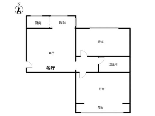 金域中央2室2厅1卫户型图