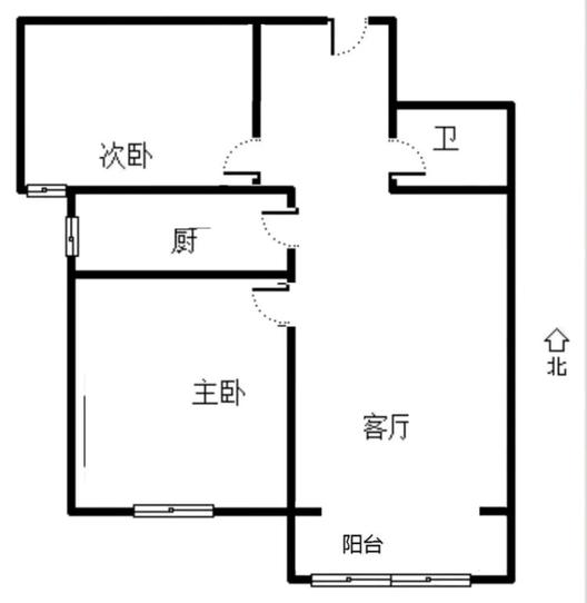 鹏渤印象城·牛津花园2室1厅1卫户型图