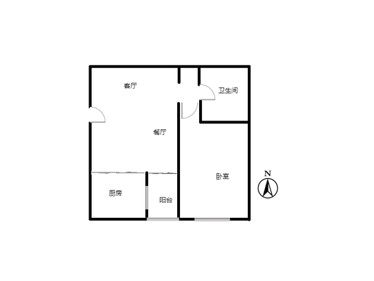 金茂府（鹏渤公园里）1室2厅1卫户型图