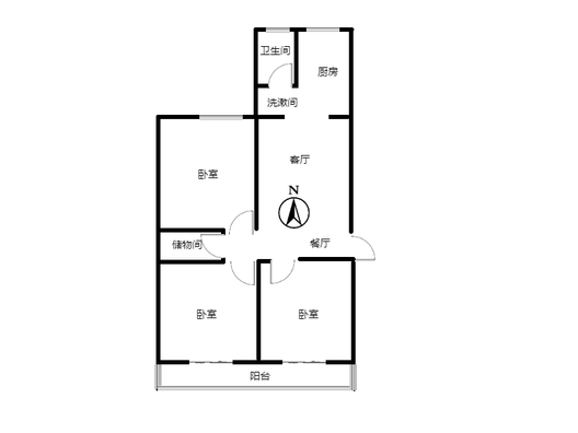 华北铝业生活小区（北院）3室2厅1卫户型图