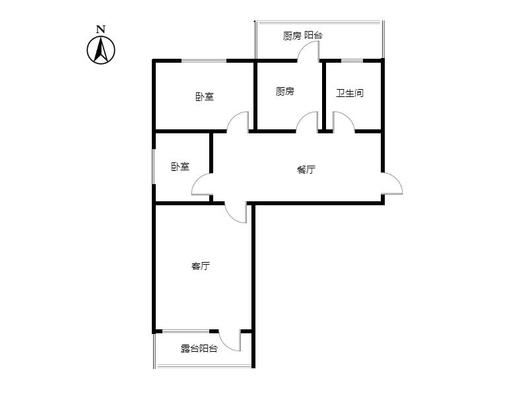 华北铝业生活小区（北院）2室2厅1卫户型图