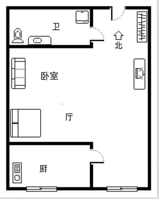 名流美域1室1厅1卫户型图