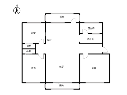铁道部建厂局小区（范阳路）3室2厅1卫户型图
