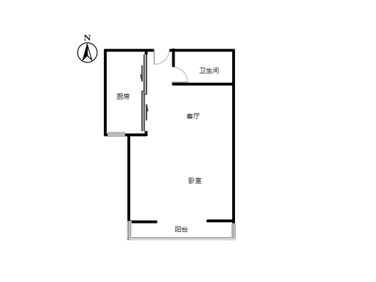 华阳风景小区1室1厅1卫户型图