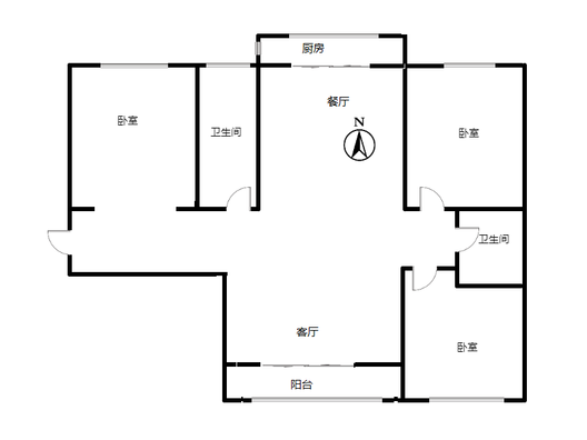 北京城建德信御府3室2厅2卫户型图