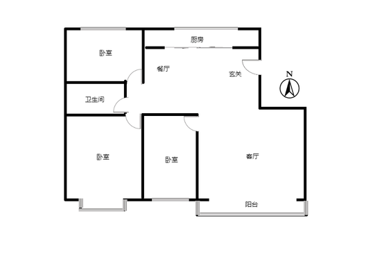 天地新城3室2厅1卫户型图