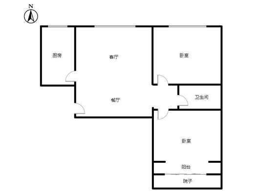 联合七号院2室2厅1卫户型图