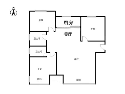 天伦湾一期3室2厅2卫户型图