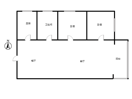 汇元四季橙2室2厅1卫户型图