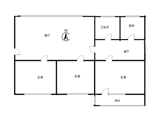 县府小区3室2厅1卫户型图