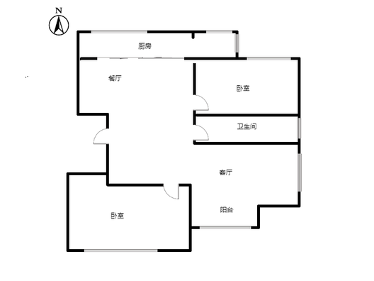 范阳一号（鹏渤御苑）2室2厅1卫户型图