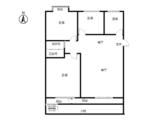 名流枫景洋房3室2厅1卫户型图