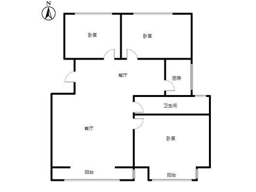 天地新城3室2厅1卫户型图