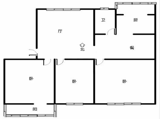 保定第二中心医院住宅小区3室2厅1卫户型图