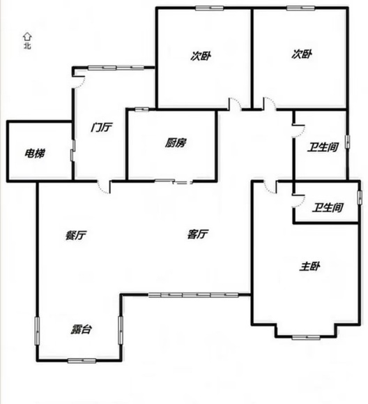 鸿坤理想湾3室2厅2卫户型图