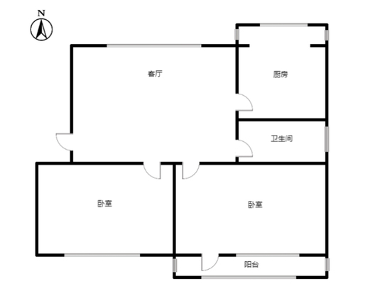 欣欣庄园2室1厅1卫户型图