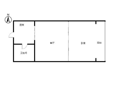 金街公寓1室1厅1卫户型图