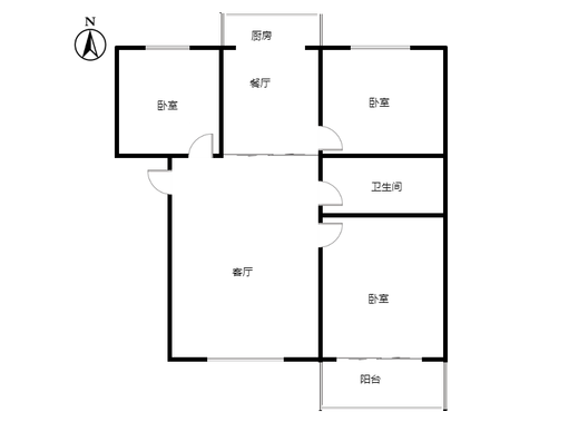游福街小区3室2厅1卫户型图