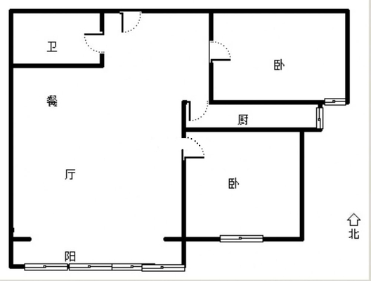联合一号院2室2厅1卫户型图