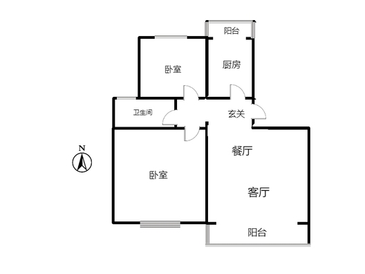 水岸花城2室2厅1卫户型图
