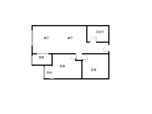 汇元新天地2室2厅1卫户型图
