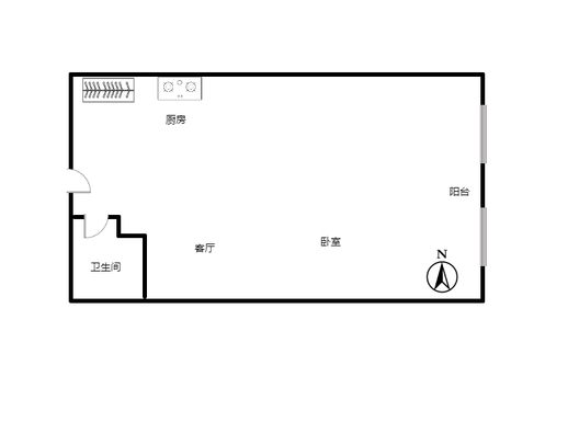 万科城际之光1室1厅1卫户型图