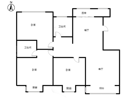 天地新城3室2厅2卫户型图