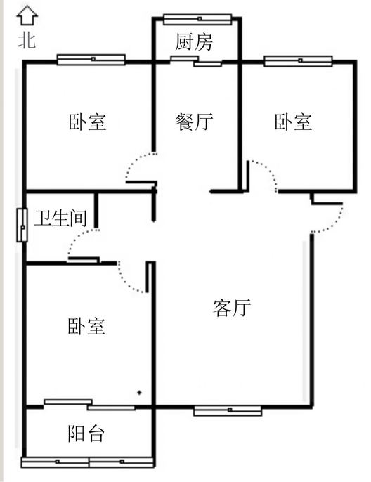 长天小区3室2厅1卫户型图