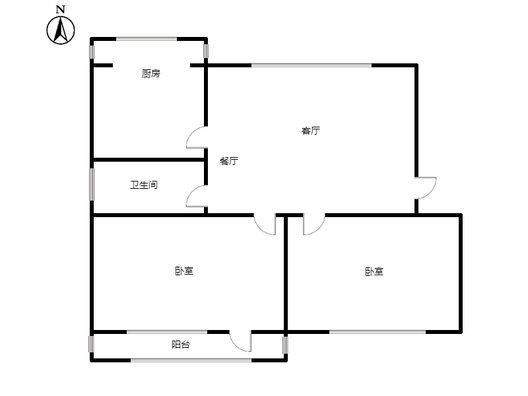 欣欣庄园2室2厅1卫户型图