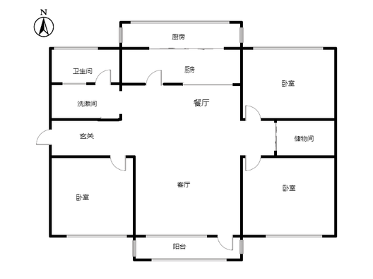 中铁建厂局家属楼3室2厅1卫户型图