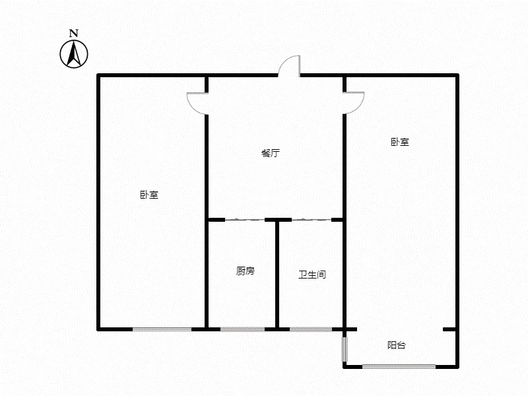 矿山局家属楼南院2室1厅1卫户型图