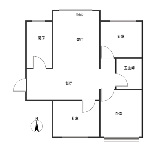 翡翠城（涿郡东区）3室2厅1卫户型图