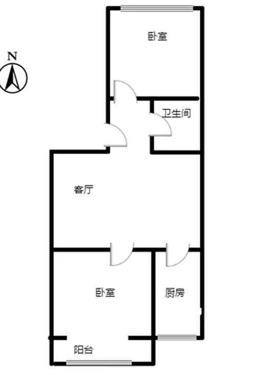 东林家园2室1厅1卫户型图