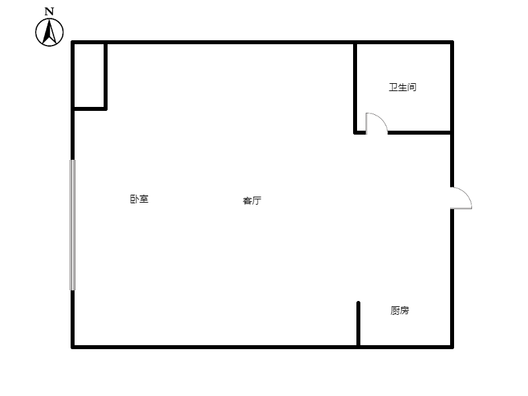 公园8090（新怡家园自由）1室1厅1卫户型图