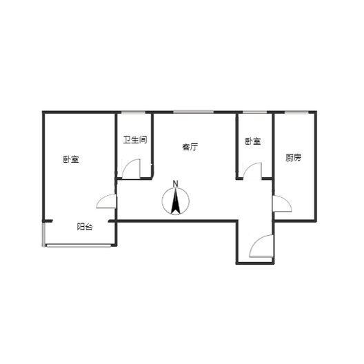 汇元新天地2室1厅1卫户型图
