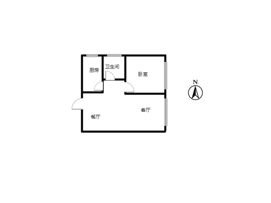新加坡花园1室2厅1卫户型图