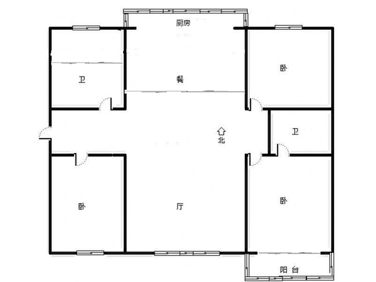联合六号院3室2厅2卫户型图