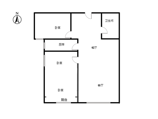 鸿坤理想湾2室2厅1卫户型图