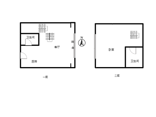 金街公寓1室1厅2卫户型图
