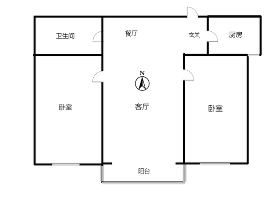水岸花城2室2厅1卫户型图