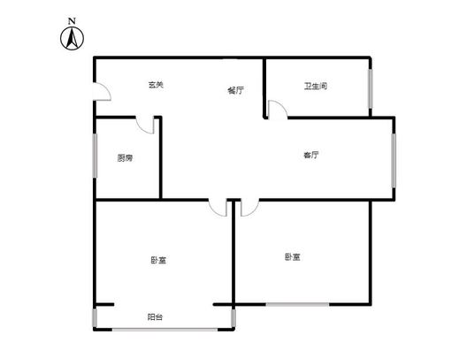翡翠城（涿郡东区）2室2厅1卫户型图