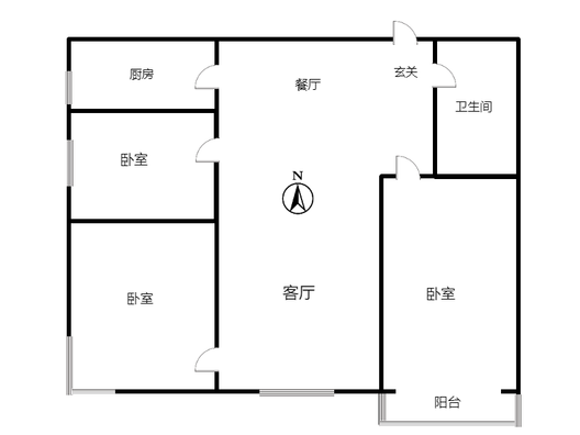 水岸花城3室2厅1卫户型图