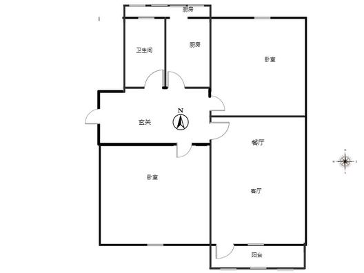 县府小区2室2厅1卫户型图