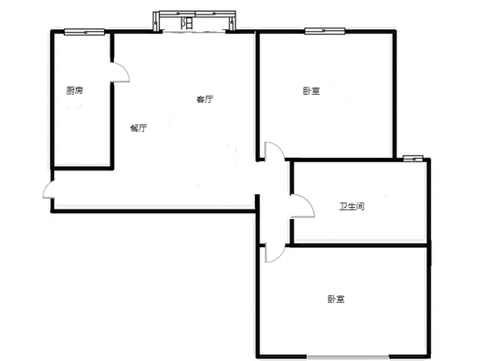 汇元新天地2室2厅1卫户型图